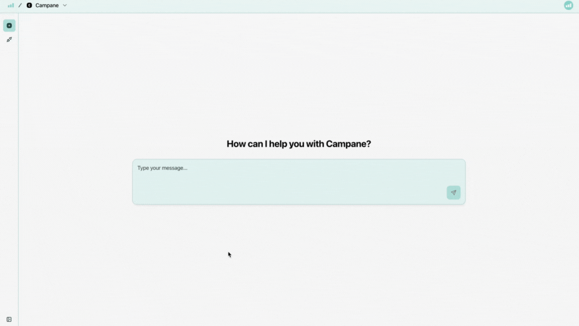 Campane generating tweet drafts from a short prompt (light theme)