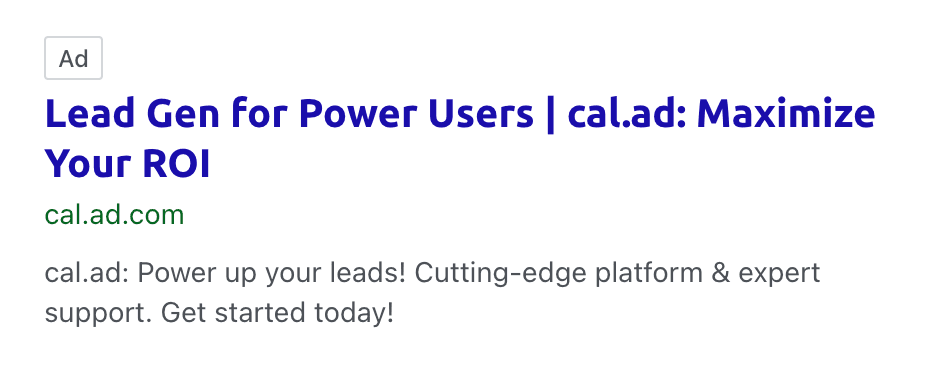 Google Search Ad Example 1