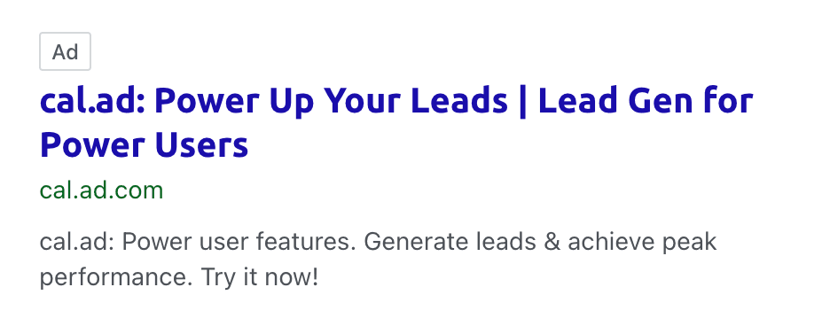 Google Search Ad Example 2